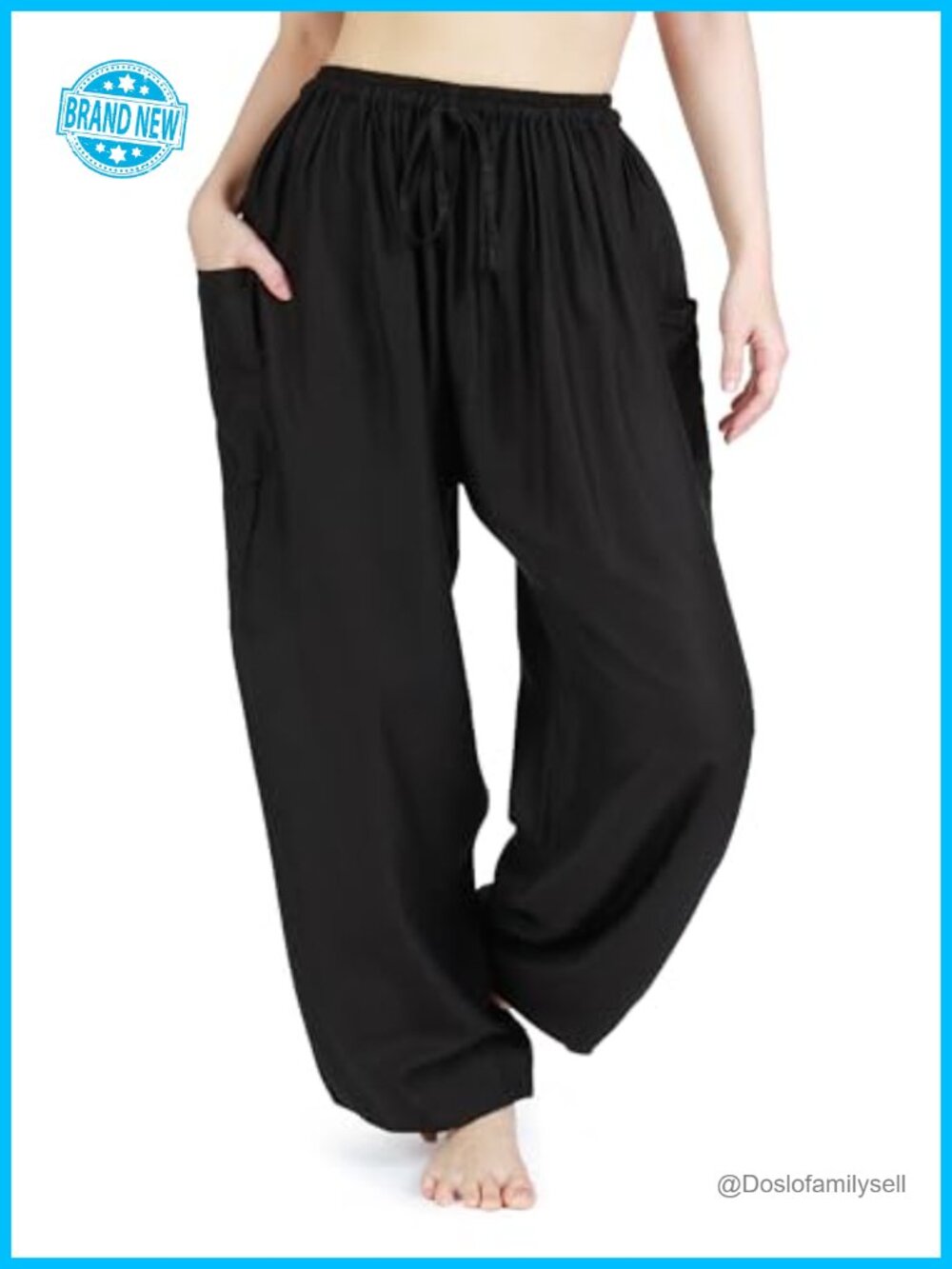Boho Harem Pants Women Drawstring Waist Yoga Lounge Rayon